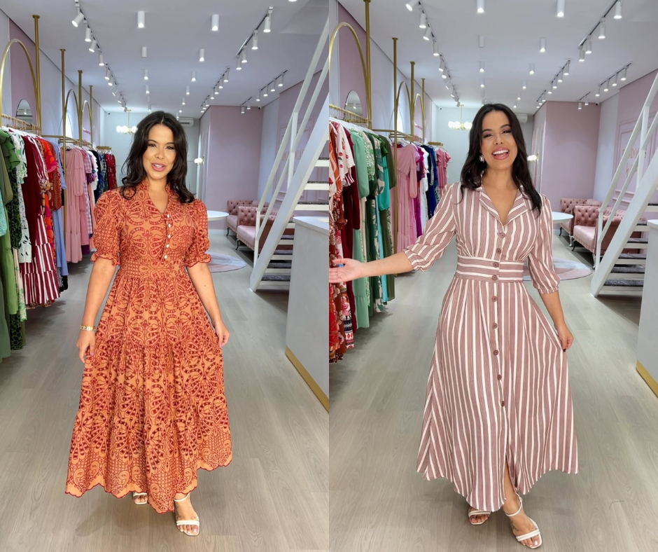 KIT 2 - Vestido Madalena Caramelo + Vestido Mayara
