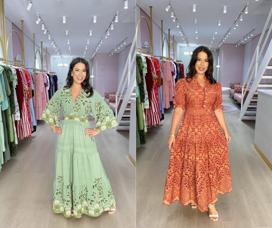KIT 4 - Vestido Florença + Vestido Madalena Caramelo