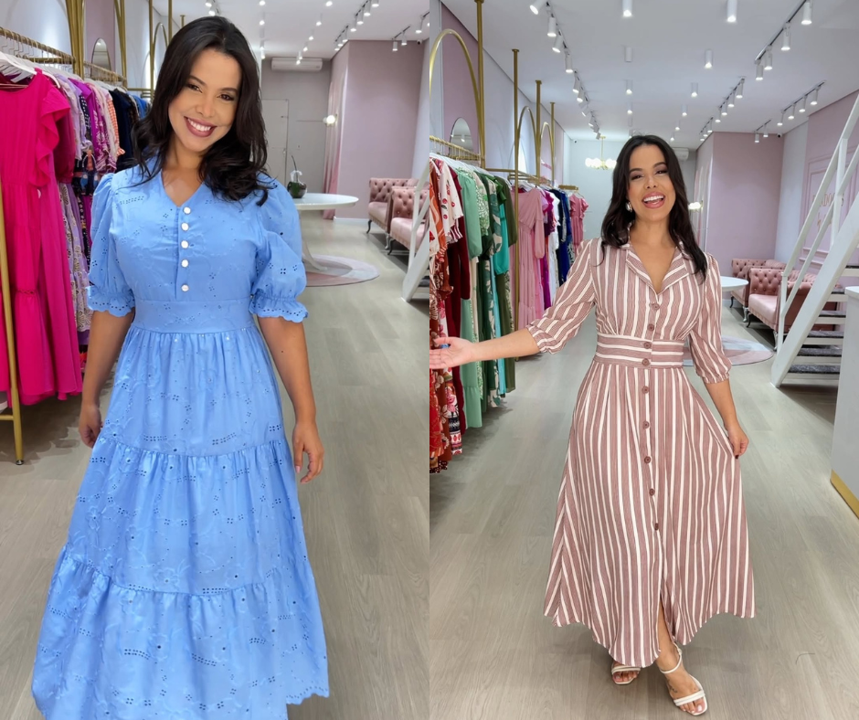 KIT 5 - Vestido Madalena Azul + Vestido Mayara